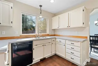 Another view of the kitchen looking towards the dining area.