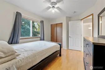 Guest bedroom #2. Ceiling fan helps keep you cool and double door closet provides plenty of storage space.