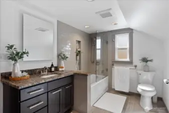 Remodeled bathroom on the top floor