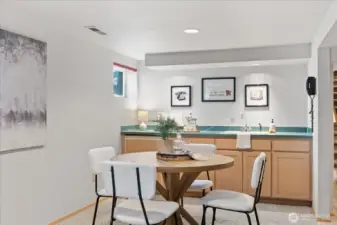 Wet bar with mini fridge