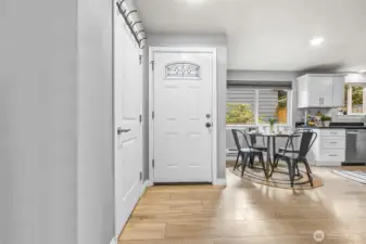 Coat closet at entry with plenty of storage space.