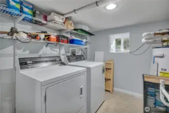 Laundry and utility room with storage.