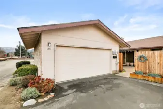 Garage and gate into private patio area.