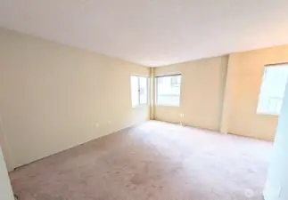 Living room with view windows.