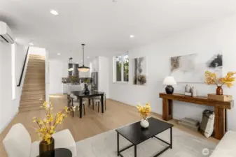 Highlighting the airy, voluminous feel of the main level.