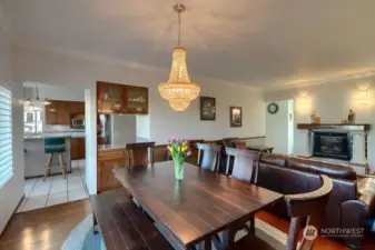 Formal Dining area with access to the large deck for enjoying the Padilla Bay views.