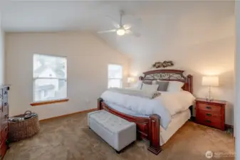 Owner’s Suite with Vaulted Ceilings and Flooded with Natural Light