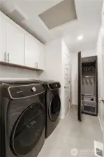 Front AND Top load washer and dryer allows for dual loads at the same time!  Samsung Steamer means no ironing!