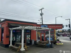 Zaina's is across from Project 9, very close by, and has the best gyros on the W.st Coast