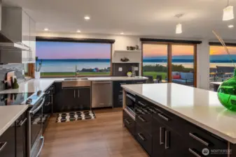 Luxury kitchen with upscale Wolf and stainless steel appliances