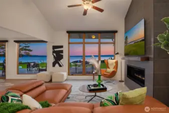 Living Room with plenty of seating to take in views or nestle by fire.