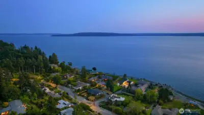 Southern view of Vashon and Tacoma in the distance.