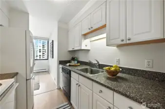 Closer look at the one side of the kitchen.
