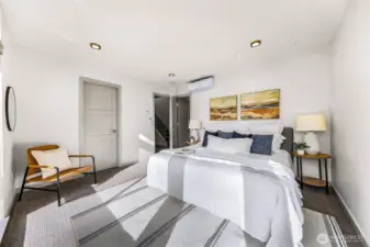 Primary bedroom big enough for a king bed, large walk in closet and en suite bathroom.