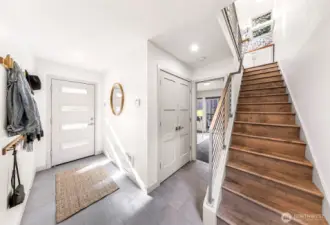 Large foyer with tons of storage solutions