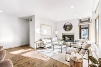 Tucked away half bathroom for guests.