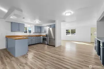 Kitchen features brand-new butcher block countertops