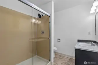 Conveinient three-quarter bath off of the Primary Bedroom