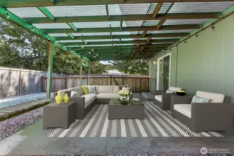 Enjoy the covered patio off the Living Room *Virtually Staged*