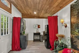 Utility sink and laundry station.