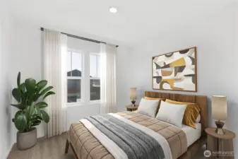 Upstairs front bedroom with walk in closet.  Virtually staged.