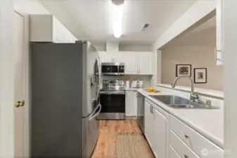 Kitchen with stainless steel appliances