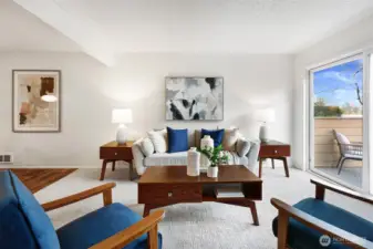 Fresh paint and abundant windows fill the space with light.