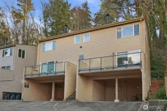 A look at the building exterior - the entire deck on the righthand side is yours to enjoy!