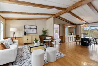 The primary bedroom on left