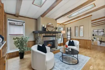 Cozy up by the fire after a long day.