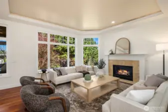 A cozy living room space welcomes you as you enter the home.