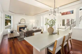 A dinning room area is setup right outside the kitchen for effortless hosting and entertaining.