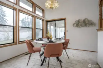View of dining room with access to the sunroom