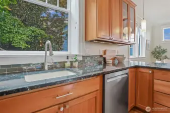 South facing over sink window.