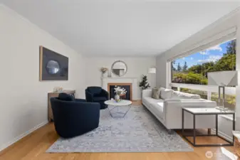 This is one of 2 fireplaces in the home.