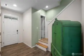 Entry space with room for cabinets, benches or whatever you desire.