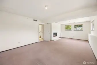 Downstairs you will find an extra large family room with a fireplace.