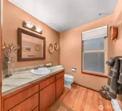 Very spacious half bath located on main level off kitchen and living area