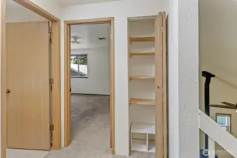 Head up the stairs to three bedrooms and full bathroom.