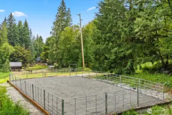 40x80 exercise arena with weather footing, plus ample base and sub base for quick rain drainage
