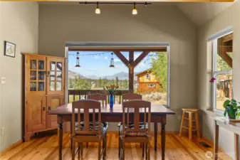 Cozy dining area with great views up valley.
