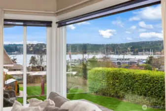 Wonderful water and mountain views from the living room
