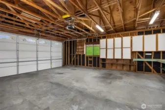 Two car garage with ample storage