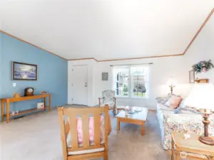 Light and bright living room with large windows