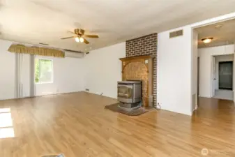 Cozy pellet stove fireplace creating the perfect warm and inviting space to relax and unwind.