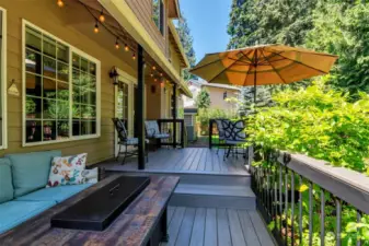 Spacious entertainment sized deck overlooks the park like setting in the fully fenced back yard.
