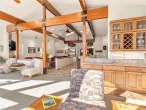 Wet bar in family room.  Open concept living.