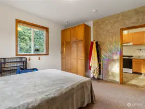 Bedroom in ground floor apartment.