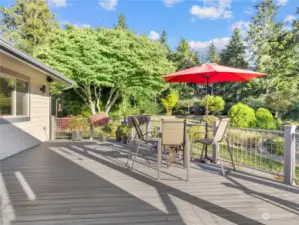 Spacious patio overlooks park-like grounds and two ponds.