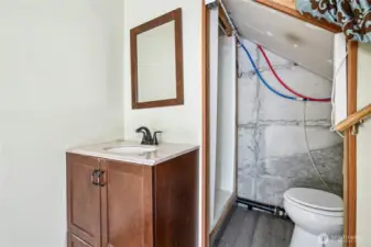 Garage has a bathroom attached
